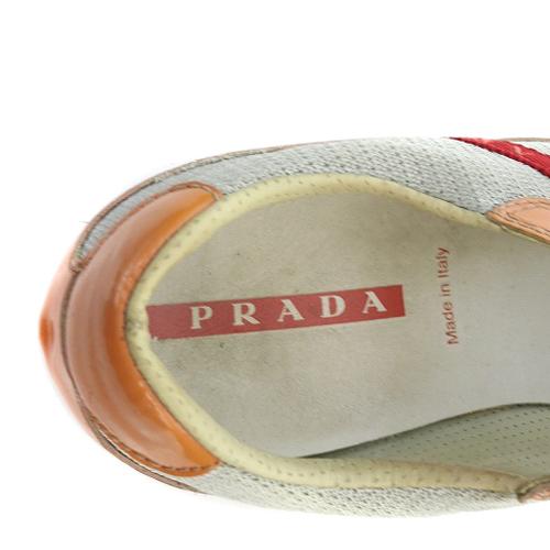 プラダ PRADA レースアップ スニーカー 切替 37 24cm グレー オレンジ /SR22 レディース｜vectorpremium｜08