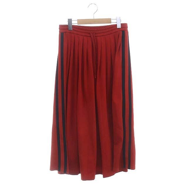 グッチ GUCCI サイドライン プリーツロングスカート フレア XS 赤 