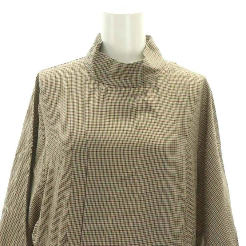 エブール 23AW キュプラチェック ワイドプリーツハイネック