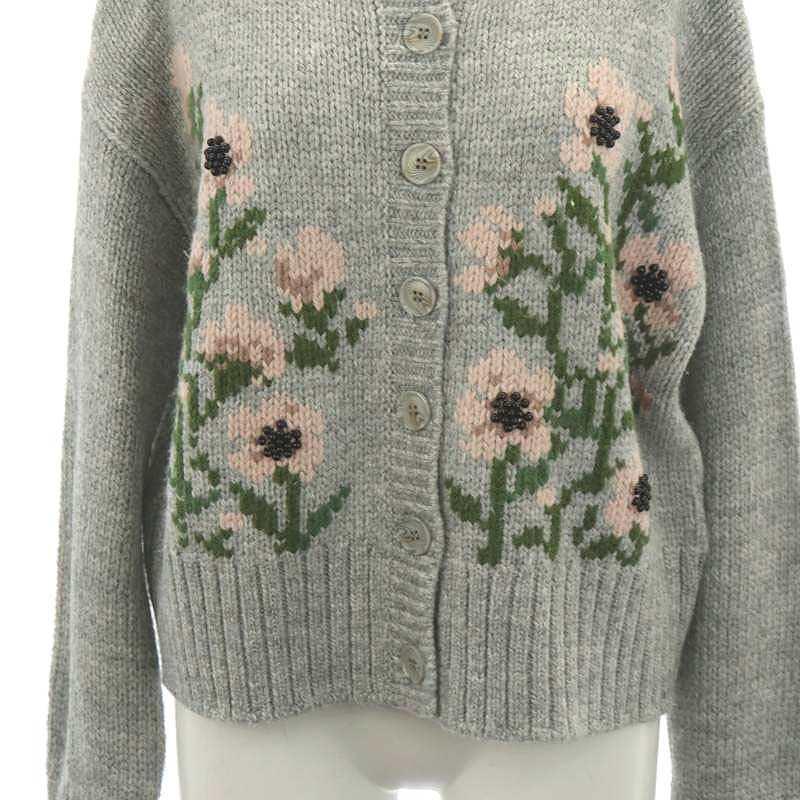 セブンテン バイ ミホカワヒト フラワー刺繍ニットカーディガン 長袖  