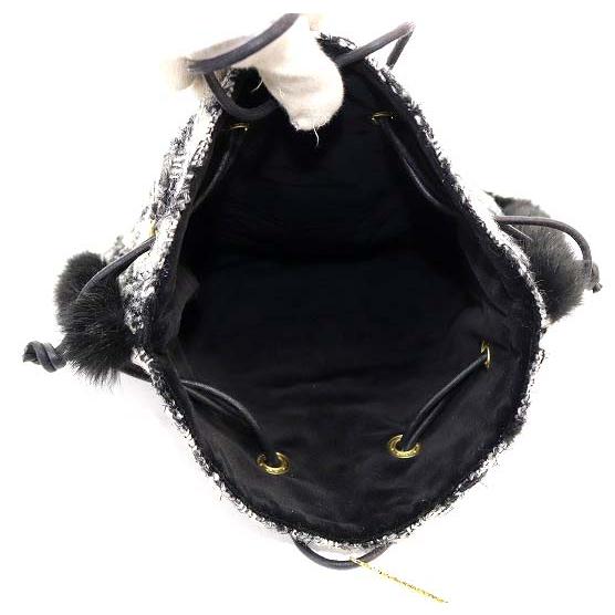 シャルマントサック CHARMANT SAC ハンドバッグ ツイード ファー 巾着 