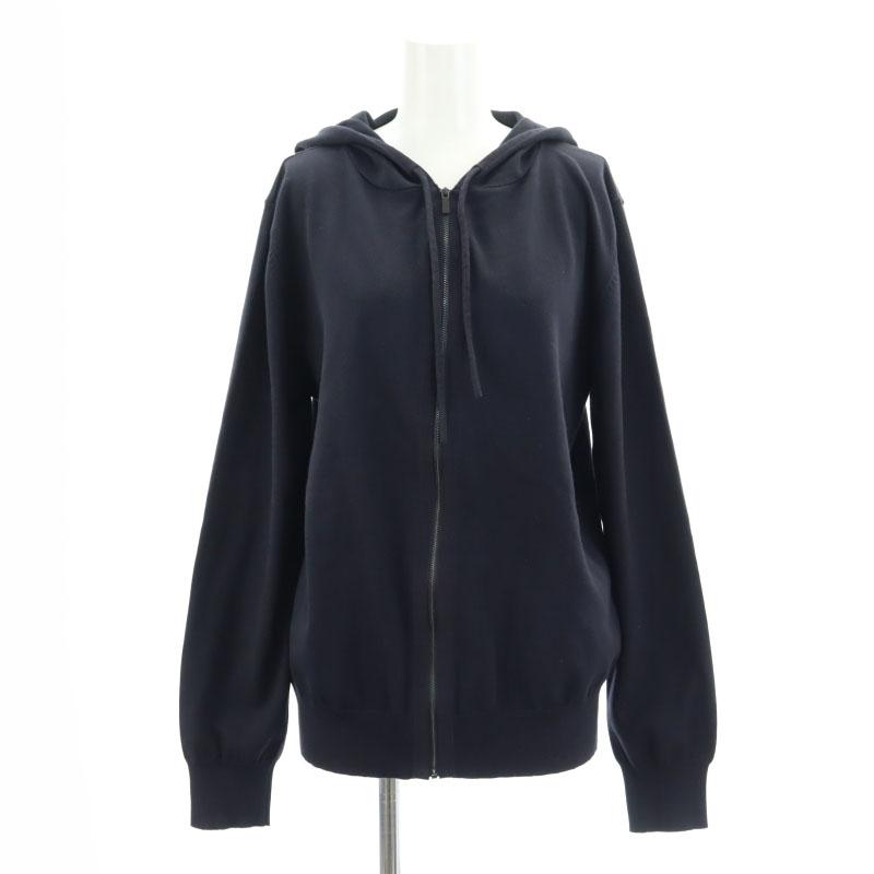 シャネル CHANEL ユニフォーム ジップアップパーカー ニット 長袖 S 紺  