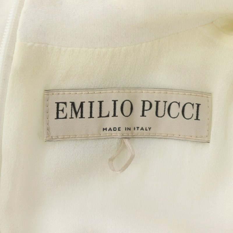 エミリオプッチ EMILIO PUCCI プッチ柄 ノースリーブワンピース ひざ丈 ストレッチ I38 オフホワイト /HS ■OS ■SH レディース｜vectorpremium｜03