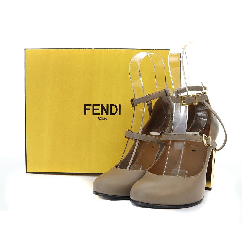 フェンディ FENDI 23AW パンプス デルフィナヒール 35 22cm 茶 