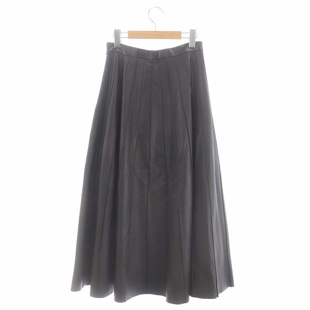 エブール ebure ×Ron Herman レザー ロングスカート フレア 36 ダーク 