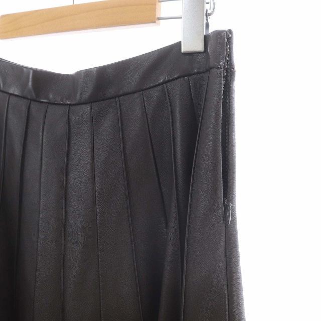 エブール ebure ×Ron Herman レザー ロングスカート フレア 36 ダーク 