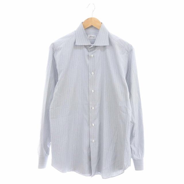 ブリオーニ BRIONI ホリゾンタルカラー 総柄 × ストライプ シャツ 