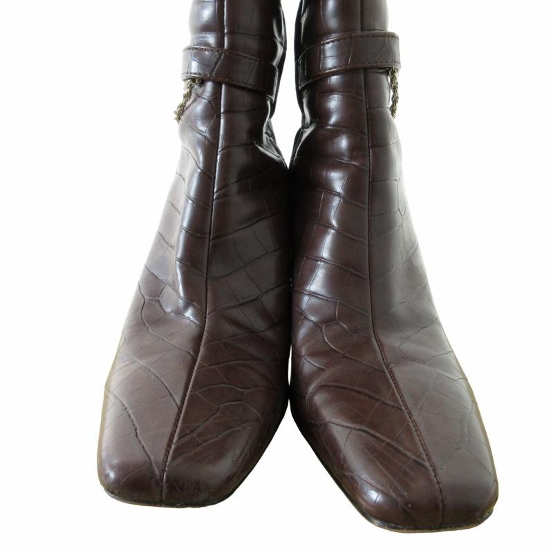 靴 Herlipto Back Slit Long Boots espresso Square Toe Long Boots