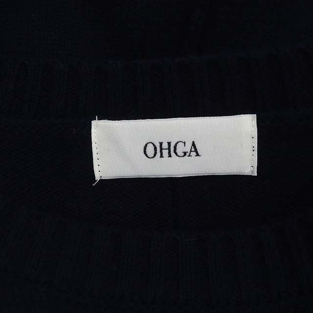 オーガ OHGA プリントデザインクルーネックニット セーター 長袖 F 紺 