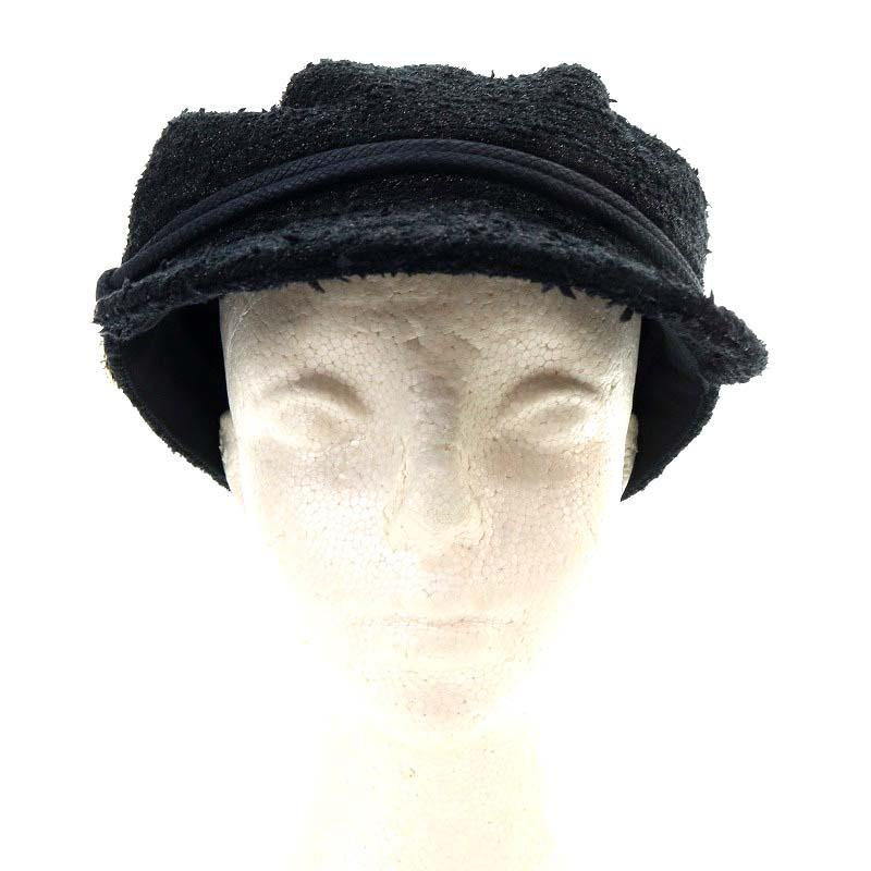 CHANEL　シャネル　ココマーク　キャスケット　帽子　ツイード　ラメ　黒　M CHANEL シャネル ココマーク キャスケット 帽子 ツイード ラメ