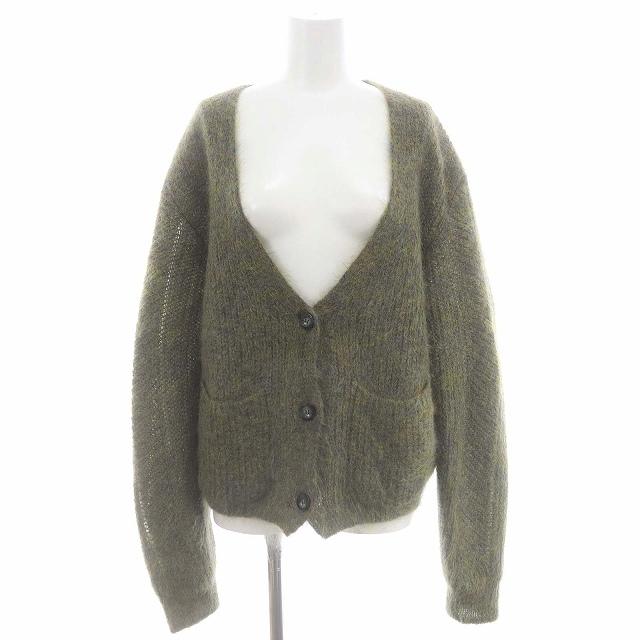 エンリカ enrica 変形畦編みモヘアニットカーディガン 長袖 カーキ /HK  