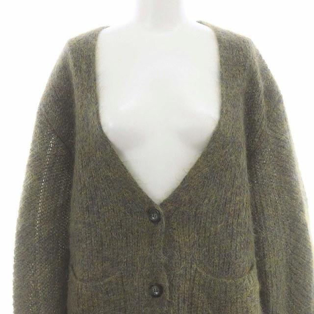 エンリカ enrica 変形畦編みモヘアニットカーディガン 長袖 カーキ /HK  