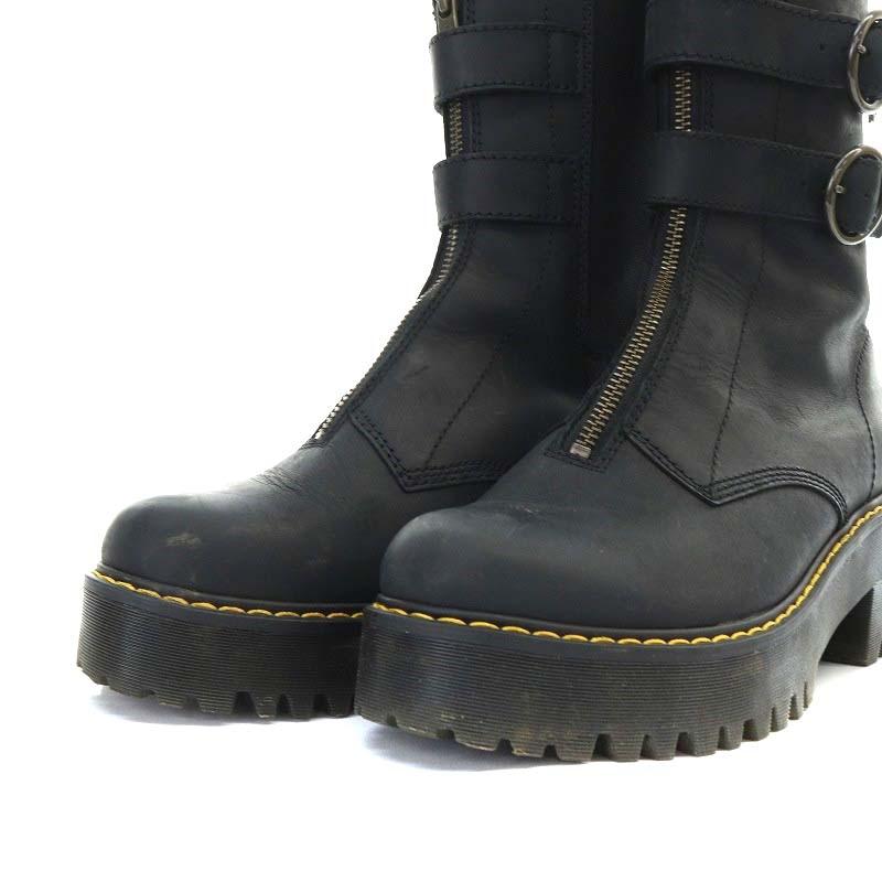 ドクターマーチン DR.MARTENS タメラ TAMELA フロントジップ ブーツ ショート チャンキーヒール レザー UK4 24cm 黒 ブラック｜vectorpremium｜08