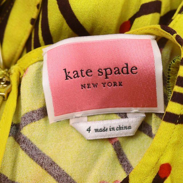 ケイトスペード KATE SPADE ワンピース ロング 半袖 マッチ棒柄 総柄 スリット 4 黄色 イエロー /NR ■OS レディース｜vectorpremium｜03