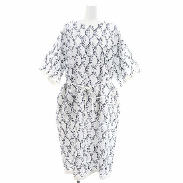 mina perhonen 花柄刺繍 半袖ロングワンピース