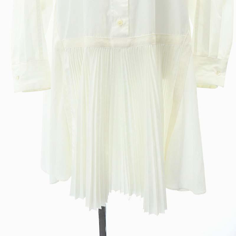 サカイ sacai プリーツシャツワンピース ロング ミモレ 長袖 2 白  