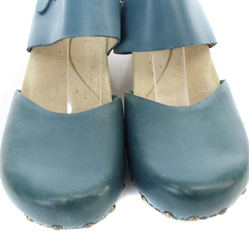 ダンスコ DANSKO ストラップ サンダル レザー 37 23.5cm べージュ 青 