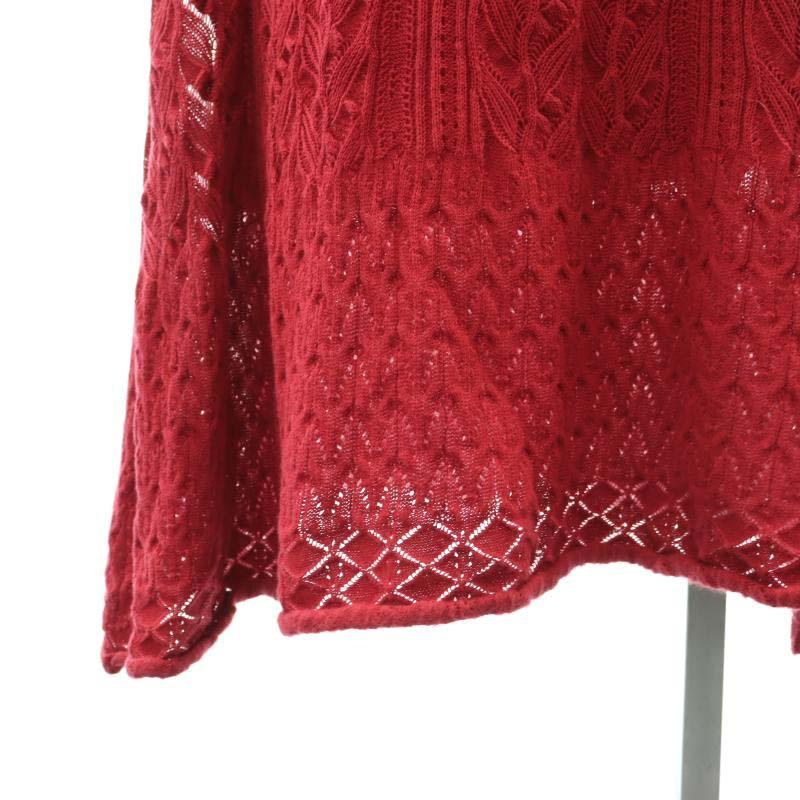 エフラ efla カギ編みレースニットワンピース ロング 半袖 F 赤 レッド  