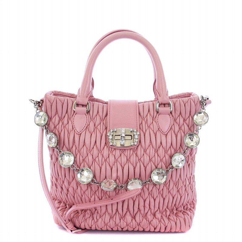 ミュウミュウ miumiu マテラッセ ナッパクリスタル 2WAY ハンドバッグ 