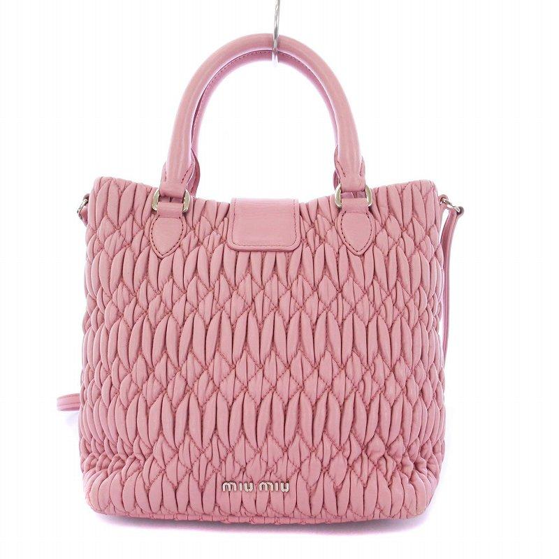 ミュウミュウ miumiu マテラッセ ナッパクリスタル 2WAY ハンドバッグ 