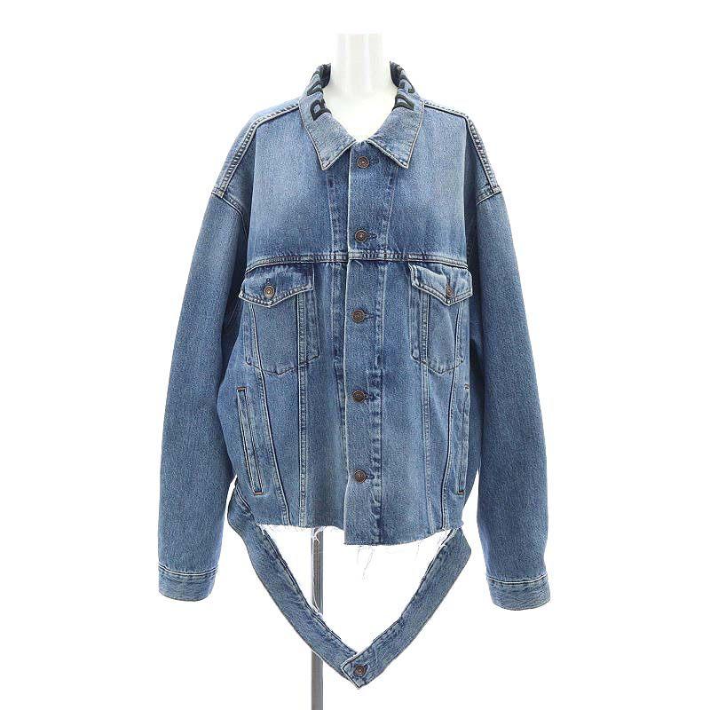 バレンシアガ BALENCIAGA 襟ロゴ カットデザイン デニムジャケット 