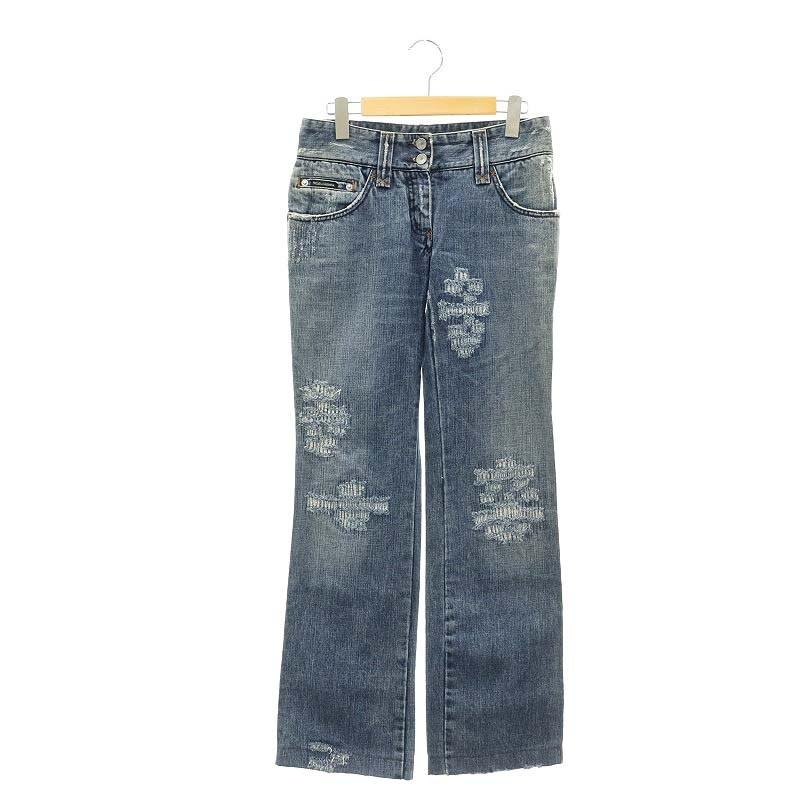 DOLCE&GABBANA ドルチェ&ガッバーナ ドルガバ ロゴ刺繍ダメージ加工  