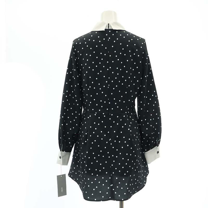 未使用品 シェリエ sheller Dotシャツドレス ワンピース ミニ 長袖 F 