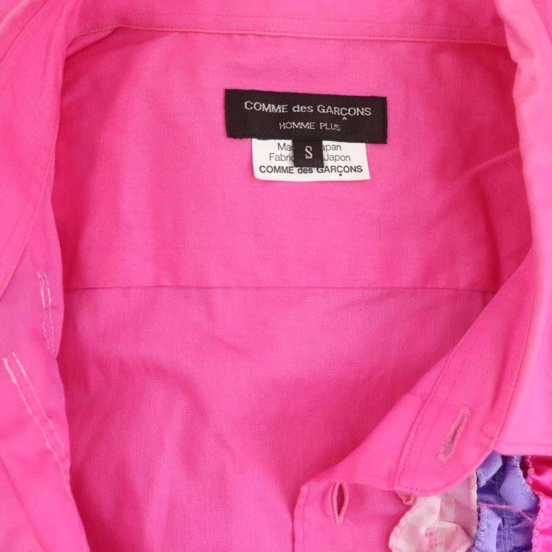 コムデギャルソンオムプリュス AD2011 テイラーリングフォーパンクスシャツ 半袖 フリル 前開き S ピンク マルチカラー /DO ■OS メンズ｜vectorpremium｜03