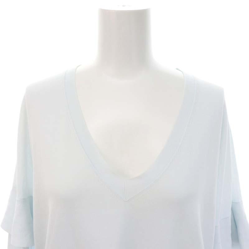 ドゥロワー Drawer 18GフリルVネックプルオーバーニット カットソー  