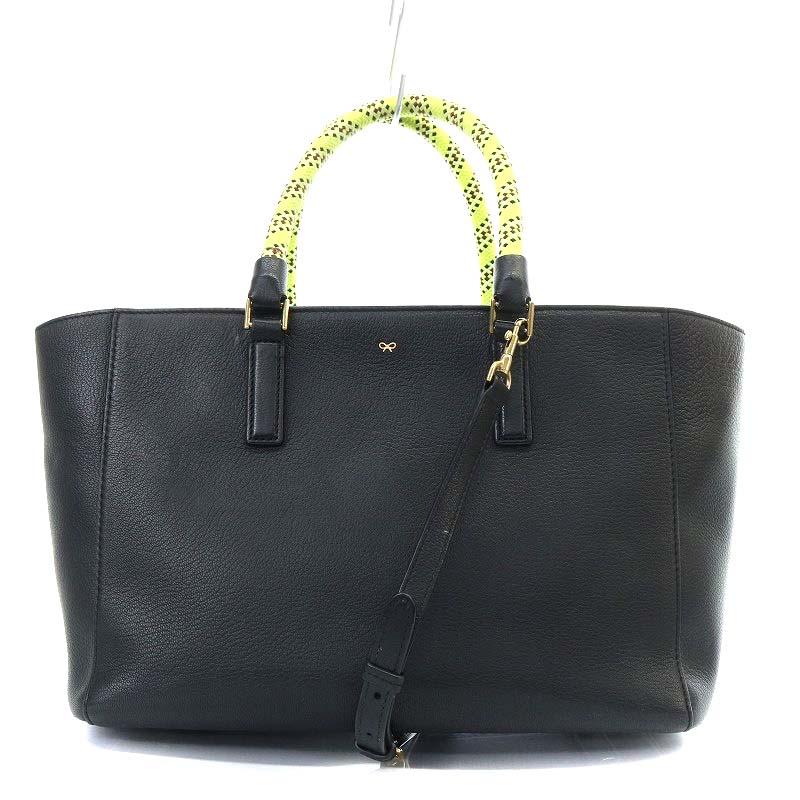 アニヤハインドマーチ ANYA HINDMARCH イーブリー Ebury トートバッグ ショルダーバッグ 2way 斜め掛け レザー 黒 ブラック  : 170-402405140062 : ブランド古着販売のベクトル - 通販 - Yahoo!ショッピング