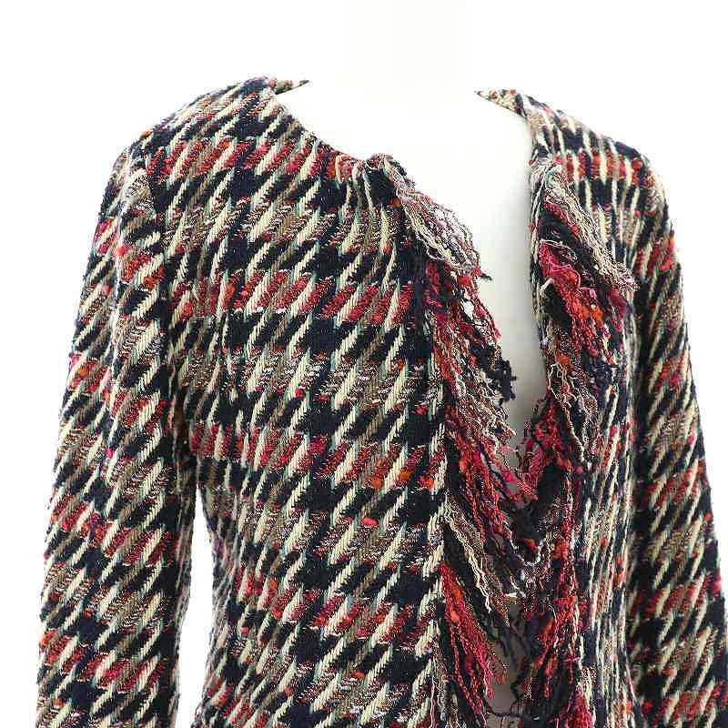 リエンダ rienda MLT Italian Tweed Fringe JK ジャケット ノーカラー 