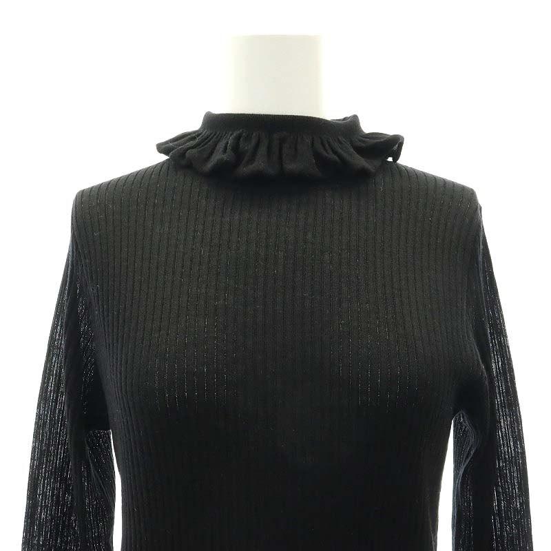 シーマリー cccmalie シルクカシミヤ フリルハイネック リブニットプル  