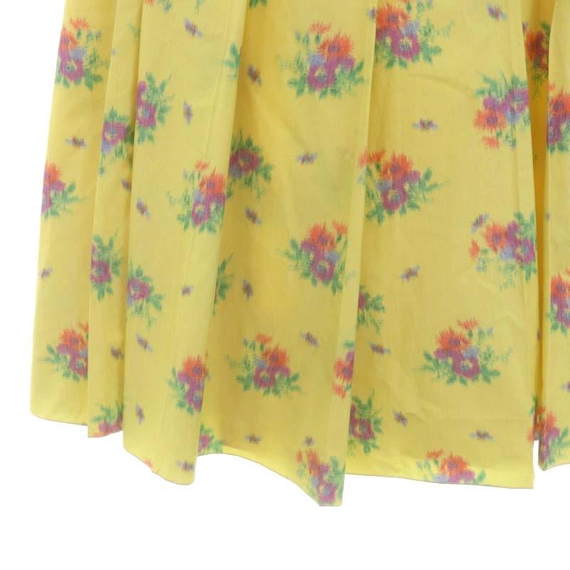 BLAMINK♡イエロースカート ブラミンク BLAMINK フラワープリントタックスカート ロング