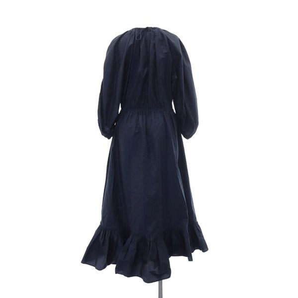 ドゥロワー Drawer コットンシルクギャザーワンピース ロング 長袖  