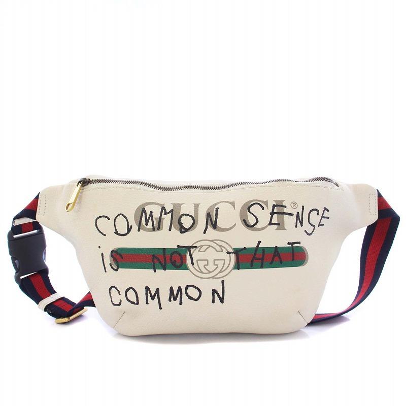 GUCCI アイボリーホワイト ロゴボディバッグウエストバッグ