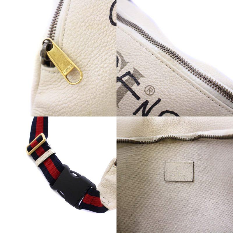 GUCCI アイボリー ボディバッグ GUCCI アイボリーホワイト ロゴボディバッグウエストバッグ