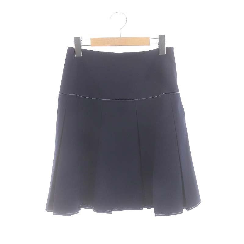 アディアム ADEAM フレアスカート 膝丈 プリーツ 0 紺 ネイビー /NR  