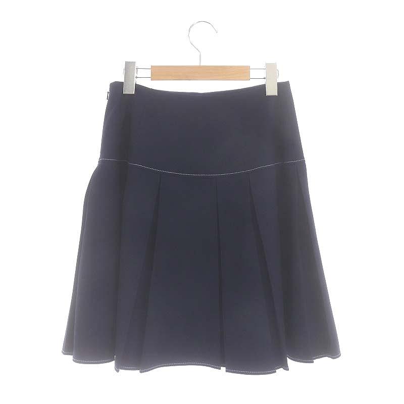 アディアム ADEAM フレアスカート 膝丈 プリーツ 0 紺 ネイビー /NR  