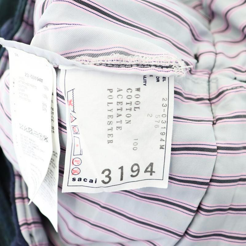 サカイ sacai 23AW チェック カーゴ パンツ ウール ジッパーフライ 
