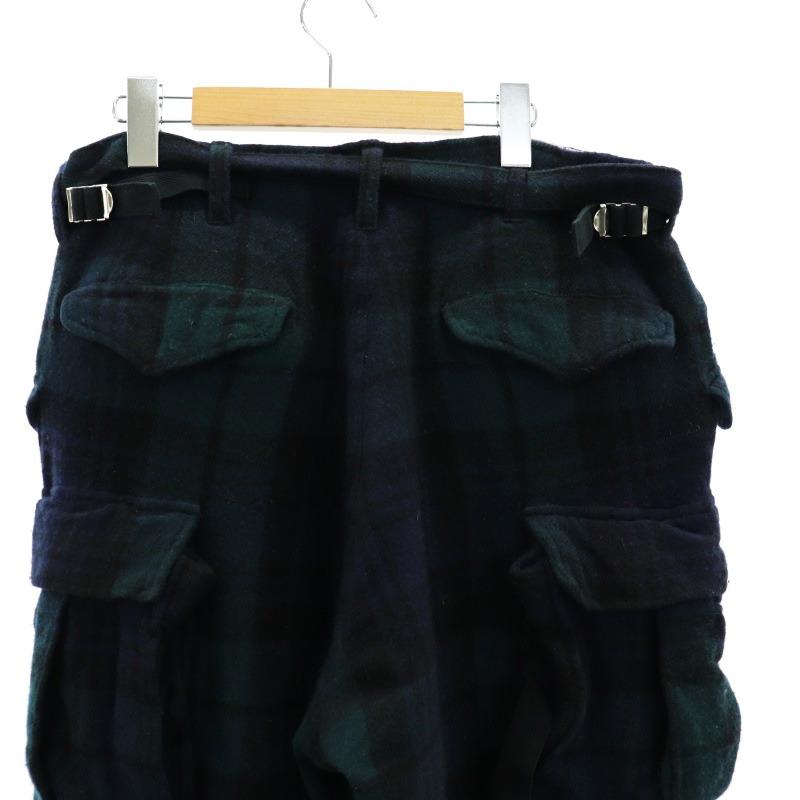 サカイ sacai 23AW チェック カーゴ パンツ ウール ジッパーフライ 