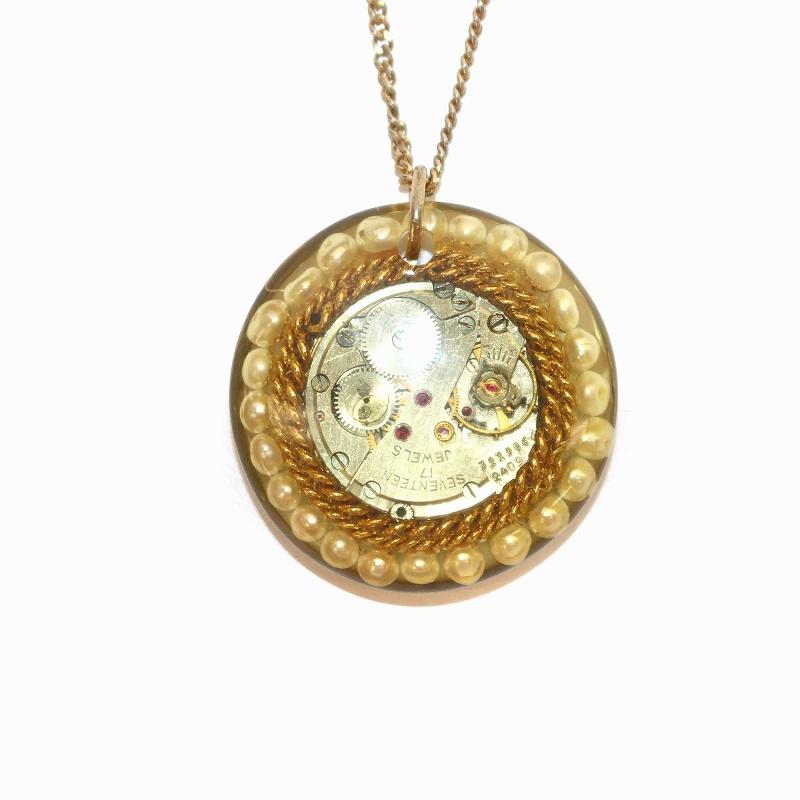 ルカ RUKA ネックレス ペンダント アンティークパーツ 時計 樹脂  