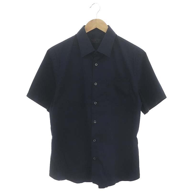 PRADA プラダ ポケット半袖シャツ 42 16 1/2 紺 ネイビー UCS137 /DF 