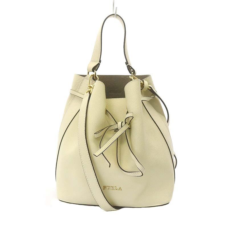 ☆FURLA フルラ ショルダー バッグ 2way 巾着 オフホワイト 極美品  