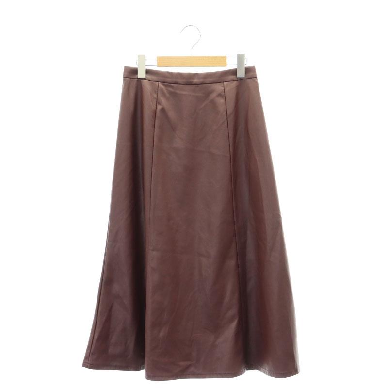 カデュネ CADUNE フェイクレザースカート フレア ミモレ ロング 36 S  