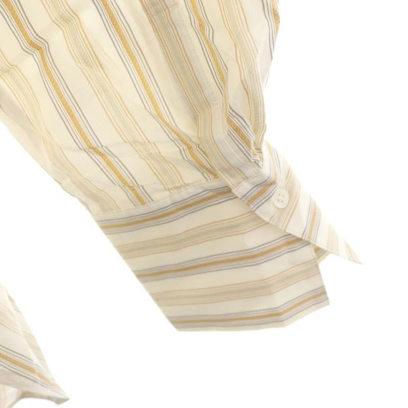 エブール ebure シルクストライプバンドカラーシャツ ブラウス 長袖