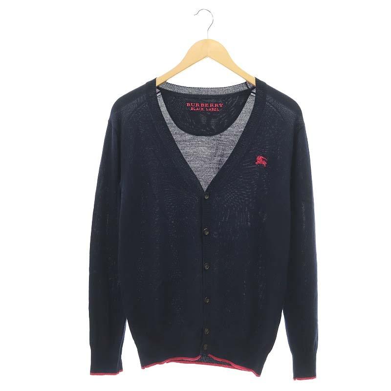 BURBERRY BLACK LABEL ネイビーピンクカーディガン