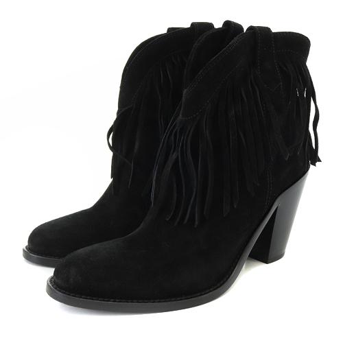 SAINT LAURENT PARIS サンローランパリスウェードフリンジブーツ SAINT LAURENT PARIS（サンローランパリ）ブーツ 茶 サイズ:EU34