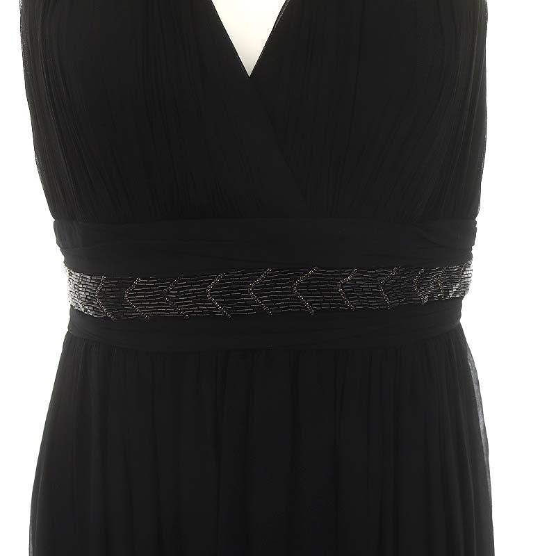 マルケッサノッテ Marchesa Notte シルク ビーズ装飾 ノースリーブ  