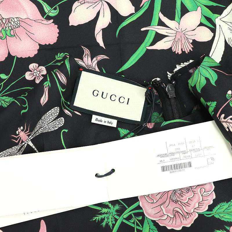 未使用品 グッチ GUCCI シルクフラワーノースリーブワンピース ミニ 36  