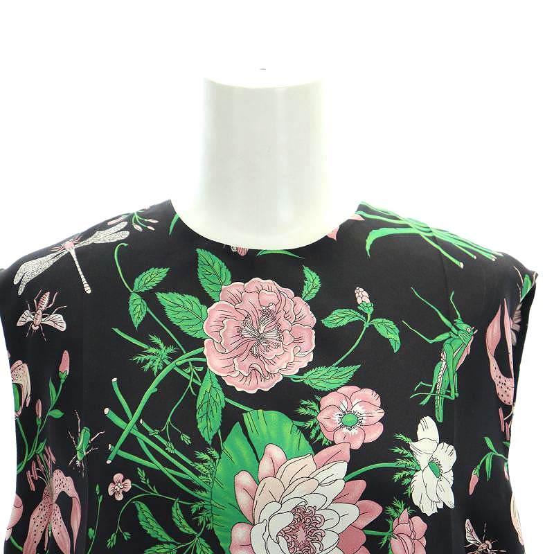 未使用品 グッチ GUCCI シルクフラワーノースリーブワンピース ミニ 36  